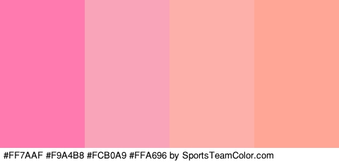 #FF7AAF #F9A4B8 #FCB0A9 #FFA696 Colors