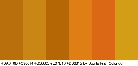 #BA6F0D #C98614 #B56605 #E07E16 #DB6815 #D39D15 Colors