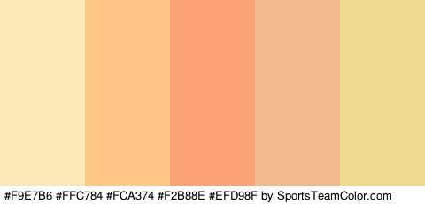 #F9E7B6 #FFC784 #FCA374 #F2B88E #EFD98F Colors