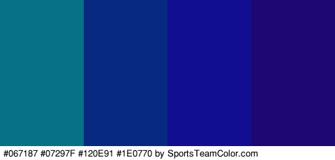 #067187 #07297F #120E91 #1E0770 Colors