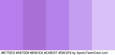 #B77DED #AB70D8 #B581EA #C49EEF #D9C0F9 Colors