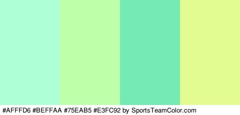 #AFFFD6 #BEFFAA #75EAB5 #E3FC92 Colors