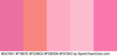 #EA70A1 #F7867E #FCABC2 #FCBDD0 #F975AC Colors