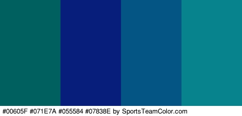 #00605F #071E7A #055584 #07838E Colors