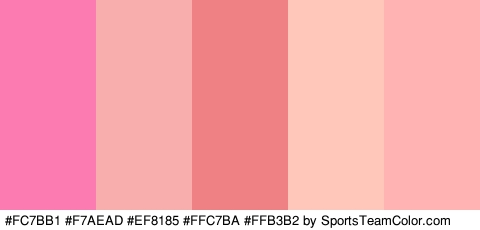 #FC7BB1 #F7AEAD #EF8185 #FFC7BA #FFB3B2 Colors