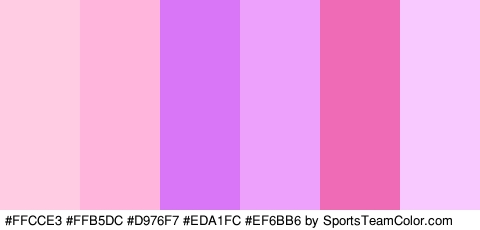 #FFCCE3 #FFB5DC #D976F7 #EDA1FC #EF6BB6 #F7C9FF Colors