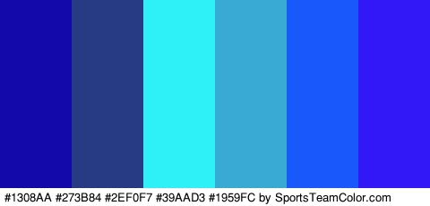 #1308AA #273B84 #2EF0F7 #39AAD3 #1959FC #3218F7 Colors