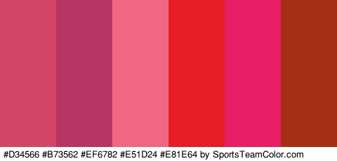 #D34566 #B73562 #EF6782 #E51D24 #E81E64 #A52F12 Colors