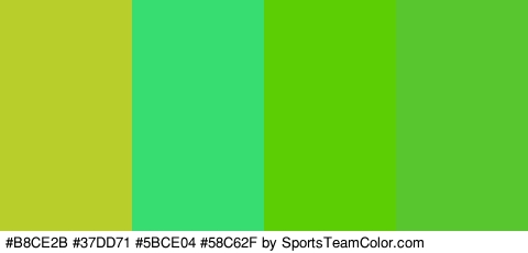 #B8CE2B #37DD71 #5BCE04 #58C62F Colors