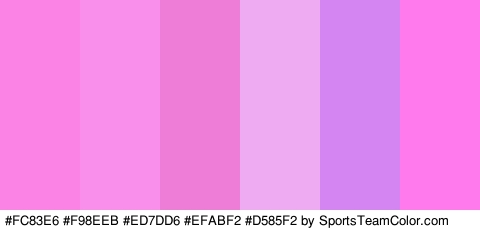 #FC83E6 #F98EEB #ED7DD6 #EFABF2 #D585F2 #FF7AED Colors