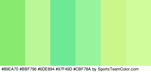 #89EA70 #BBF796 #6DE894 #97F49D #CBF78A #D1FC9C Colors