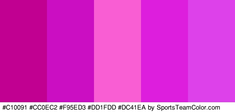 #C10091 #CC0EC2 #F95ED3 #DD1FDD #DC41EA Colors