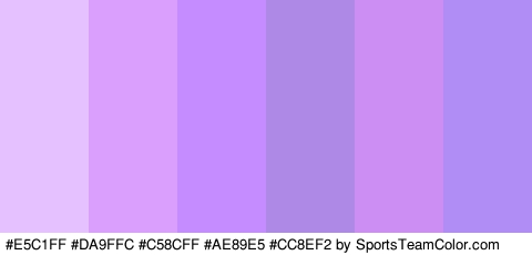 #E5C1FF #DA9FFC #C58CFF #AE89E5 #CC8EF2 #B08DF4 Colors