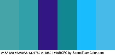 #45A4A8 #32A0A8 #321782 #118891 #19BCFC #48BAEA Colors