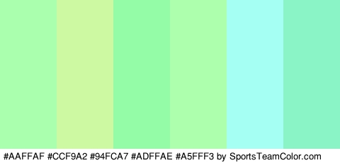 #AAFFAF #CCF9A2 #94FCA7 #ADFFAE #A5FFF3 #8BF4C7 Colors