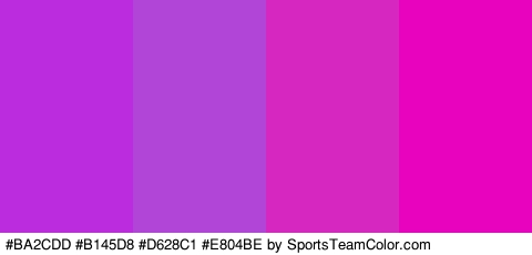 #BA2CDD #B145D8 #D628C1 #E804BE Colors