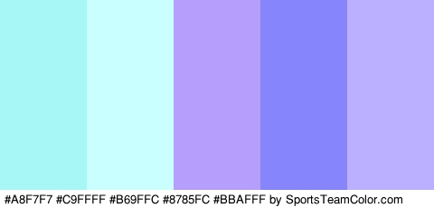 #A8F7F7 #C9FFFF #B69FFC #8785FC #BBAFFF Colors