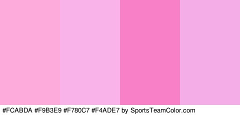 #FCABDA #F9B3E9 #F780C7 #F4ADE7 Colors