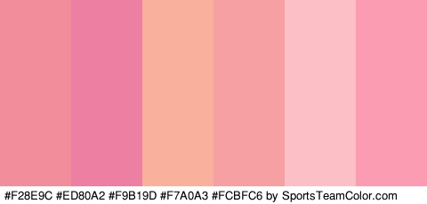 #F28E9C #ED80A2 #F9B19D #F7A0A3 #FCBFC6 #FC9CB2 Colors