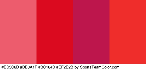 #ED5C6D #DB0A1F #BC164D #EF2E2B Colors