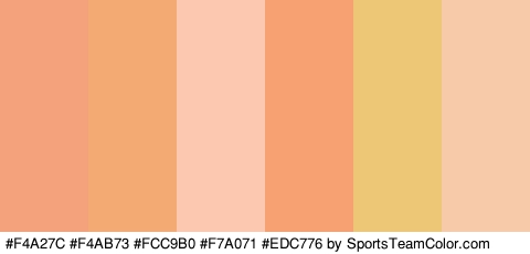 #F4A27C #F4AB73 #FCC9B0 #F7A071 #EDC776 #F7CAAA Colors