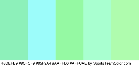 #8DEFB9 #9CFCF9 #95F9A4 #AAFFD0 #AFFCAE Colors