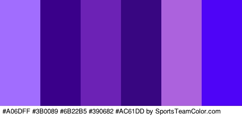 #A06DFF #3B0089 #6B22B5 #390682 #AC61DD #4D04F7 Colors