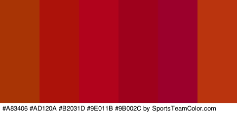 #A83406 #AD120A #B2031D #9E011B #9B002C #BA350D Colors