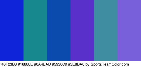 #0F23D8 #16888E #0A4BAD #5930C9 #3E8DA0 #7960DB Colors