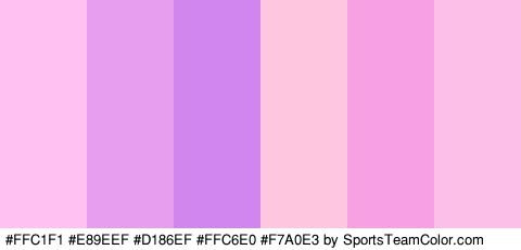 #FFC1F1 #E89EEF #D186EF #FFC6E0 #F7A0E3 #FCBFE7 Colors