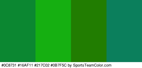 #0C8731 #16AF11 #217C02 #0B7F5C Colors