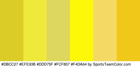 #DBCC27 #EFE93B #DDD75F #FCF807 #F4DA64 #EFC81A Colors