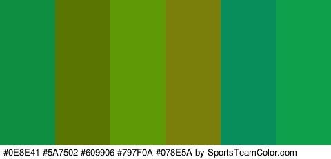 #0E8E41 #5A7502 #609906 #797F0A #078E5A #0EA04B Colors