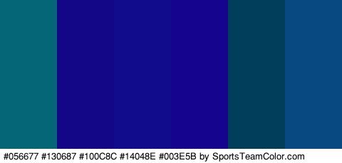 #056677 #130687 #100C8C #14048E #003E5B #094982 Colors