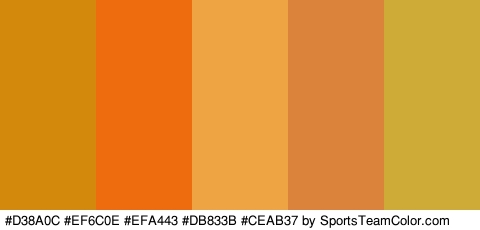 #D38A0C #EF6C0E #EFA443 #DB833B #CEAB37 Colors