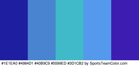 #1E1EA0 #4984D1 #40B9C9 #5599ED #3D1CB2 Colors