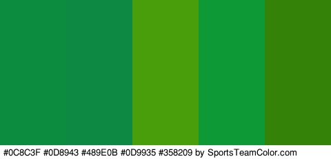 #0C8C3F #0D8943 #489E0B #0D9935 #358209 Colors