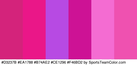 #D3237B #EA1788 #B74AE2 #CE1296 #F46BD2 #EF51B0 Colors