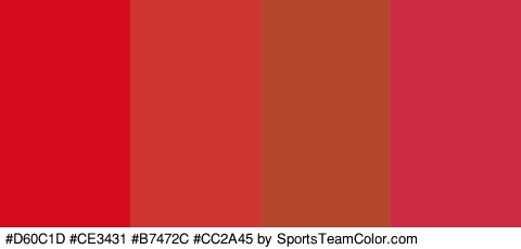 #D60C1D #CE3431 #B7472C #CC2A45 Colors