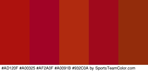 #AD120F #A00325 #AF2A0F #A0091B #932C0A Colors