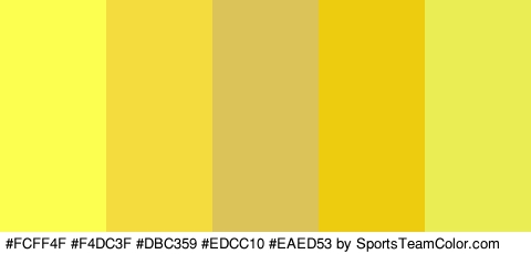 #FCFF4F #F4DC3F #DBC359 #EDCC10 #EAED53 Colors