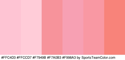 #FFC4D3 #FFCCD7 #F7949B #F7A0B3 #F998A3 #F7837B Colors