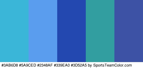 #3AB6D8 #5A9CED #2348AF #339EA0 #3D52A5 Colors