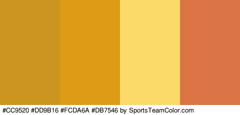 #CC9520 #DD9B16 #FCDA6A #DB7546 Colors