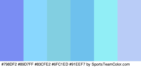 #798DF2 #89D7FF #83CFE2 #6FC1ED #91EEF7 #B9CCF7 Colors