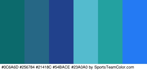 #0C6A6D #256784 #21418C #54BACE #23A0A0 #247AF2 Colors