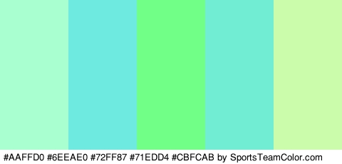 #AAFFD0 #6EEAE0 #72FF87 #71EDD4 #CBFCAB Colors