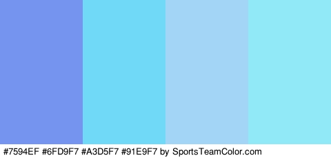 #7594EF #6FD9F7 #A3D5F7 #91E9F7 Colors