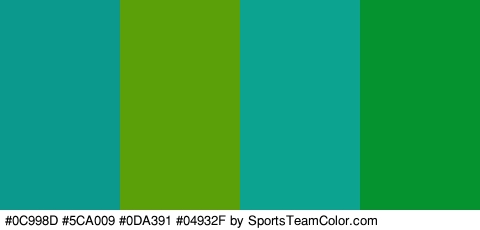 #0C998D #5CA009 #0DA391 #04932F Colors