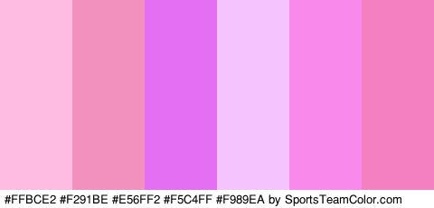 #FFBCE2 #F291BE #E56FF2 #F5C4FF #F989EA #F47FC1 Colors